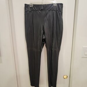 Express Super High Waisted Faux Leather Front Slit Leggings Black Large